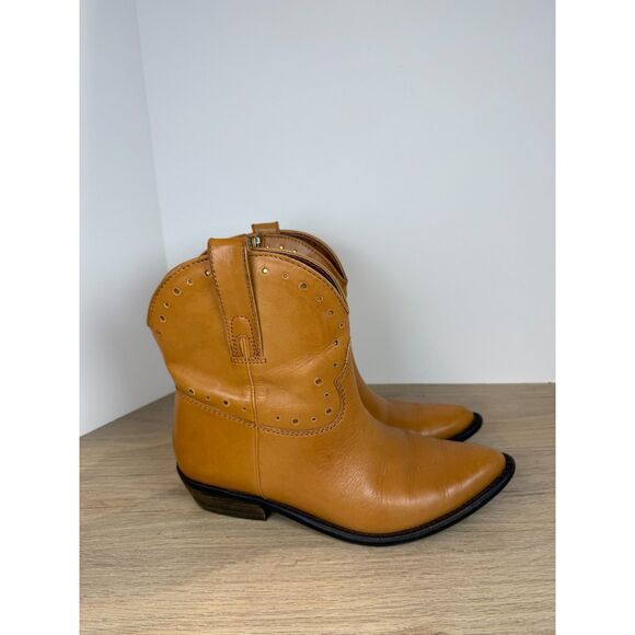 Lucky Brand Hadrya Brown Leather Ankle Mid Calf Boots Women’s Size 8M - Picture 1 of 7